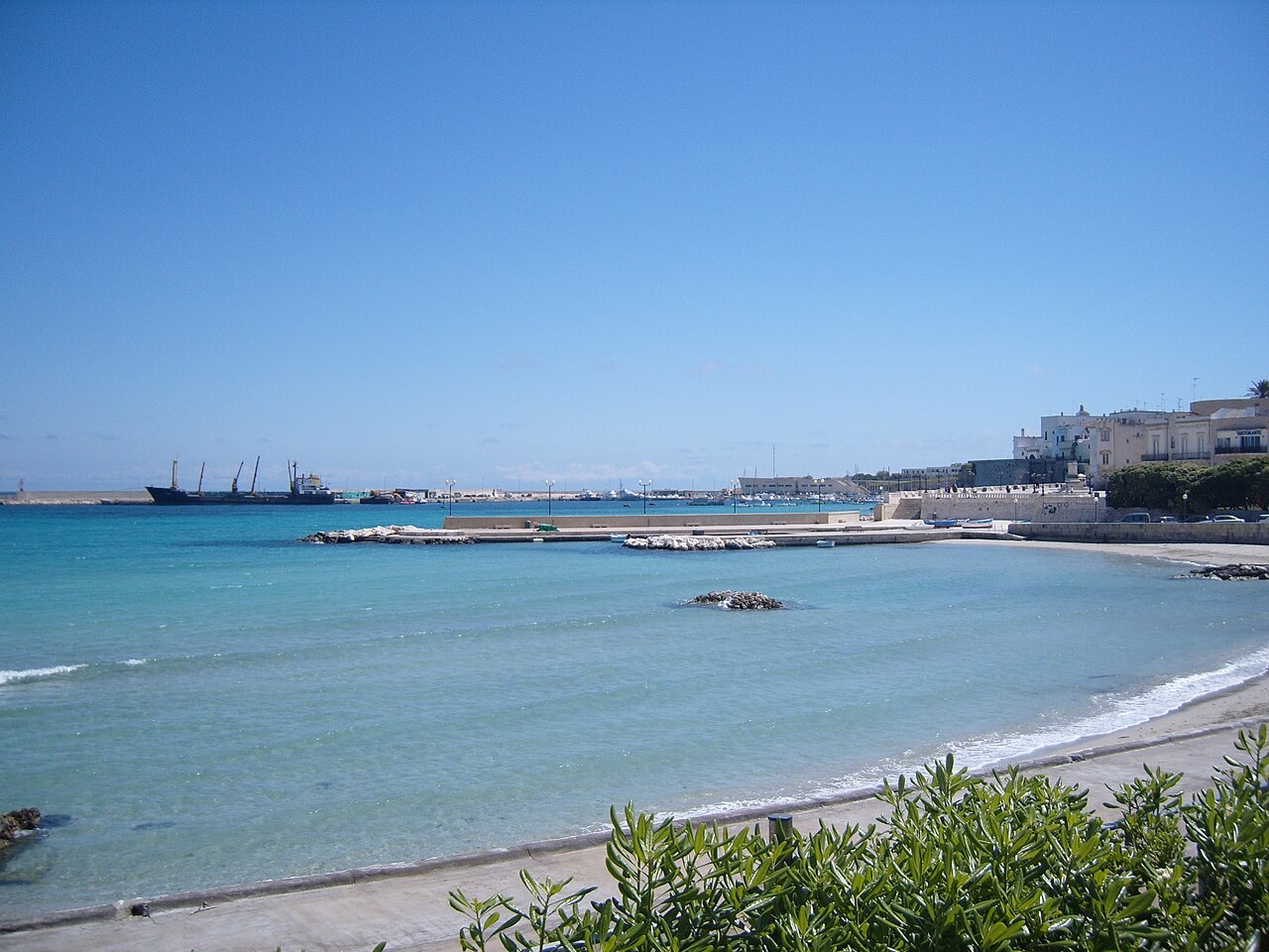 Turquoise water and the waterfront of Otranto